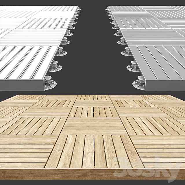 Decking on screw supports 11 3ds Max - thumbnail 2