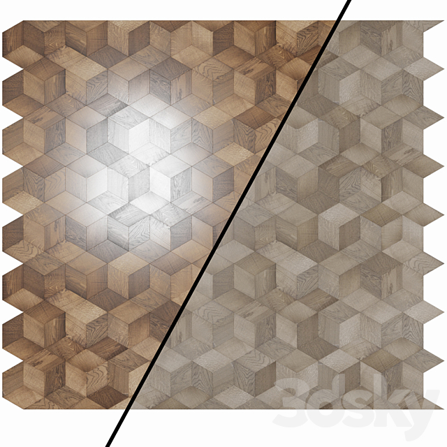 Decorative wall panels in wood veneer 01 3ds Max - thumbnail 2