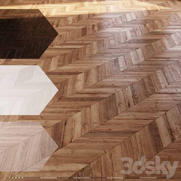 French herringbone flooring 4 colors \/ 6 sizes 3DS Max - thumbnail 1