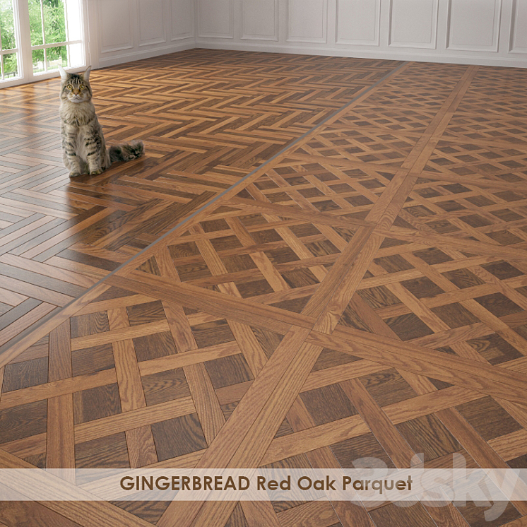 GINGERBREAD Red Oak Parquet Versailles 3DS Max - thumbnail 2