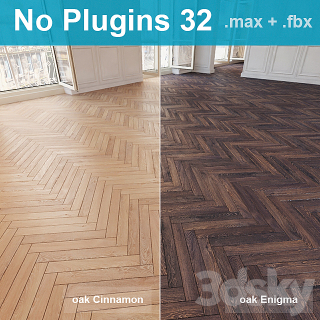 Herringbone parquet 32 ??(2 species. without the use of plug-ins) 3DSMax File - thumbnail 1