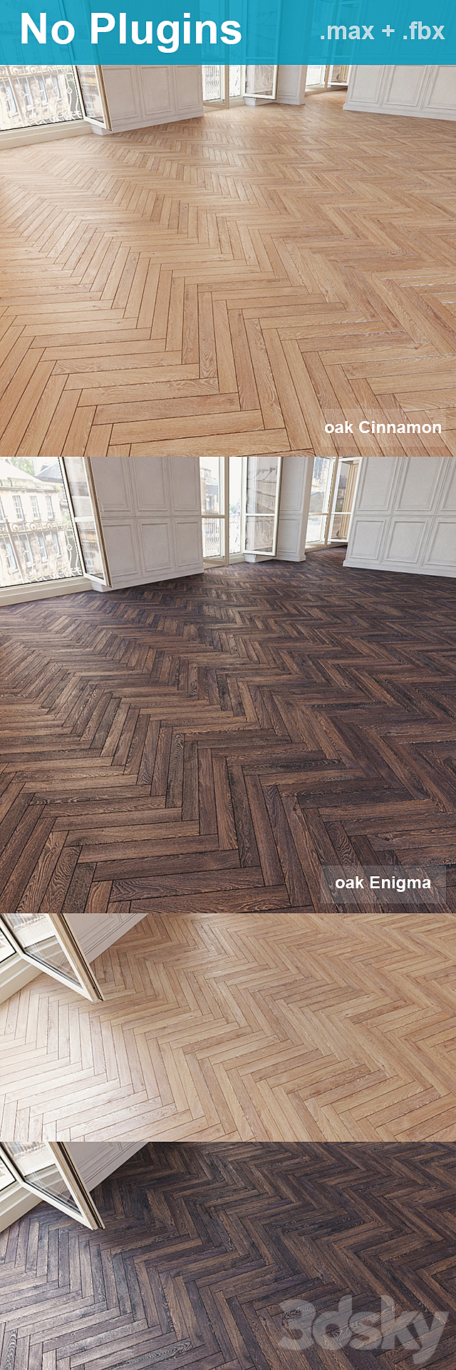 Herringbone parquet 32 ??(2 species. without the use of plug-ins) 3DSMax File - thumbnail 2