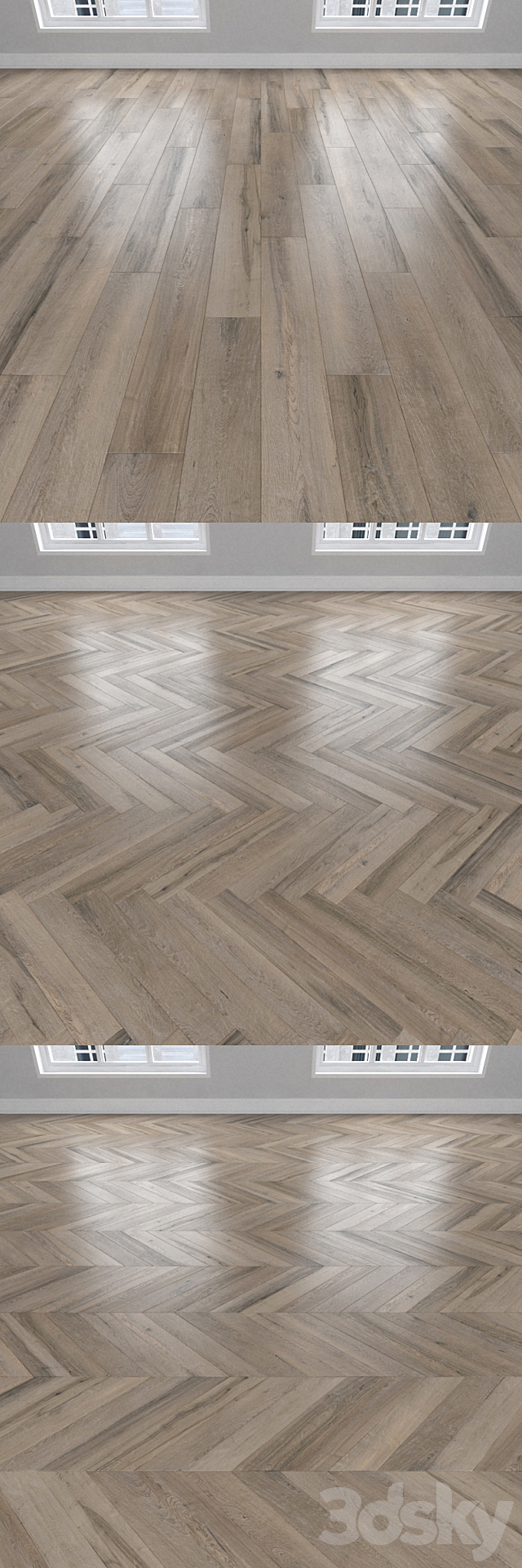 Maple parquet 3 types: herringbone linear chevron. 3DS Max Model - thumbnail 2