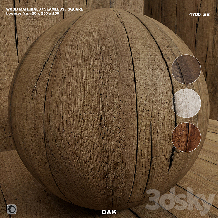 Material wood (seamless) oak – set 123 3DS Max Model - thumbnail 1