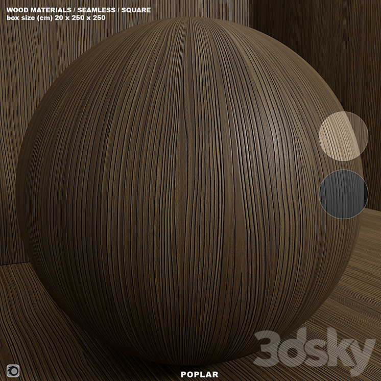 Material wood (seamless) poplar – set 135 3DS Max Model - thumbnail 1