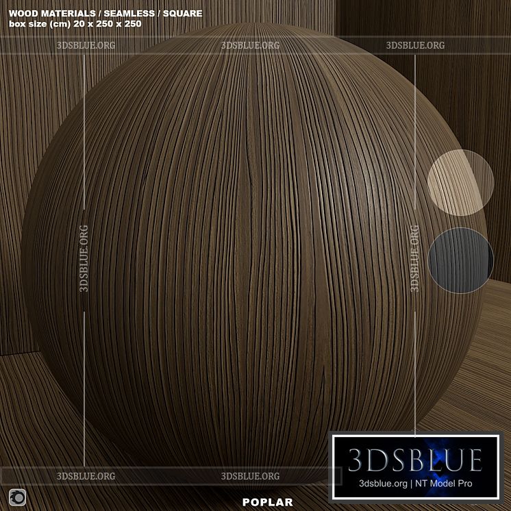 Material wood (seamless) poplar – set 135 3DS Max - thumbnail 3