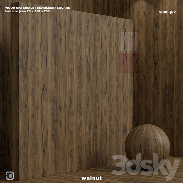 Material wood (seamless) walnut – set 111 3ds Max - thumbnail 1