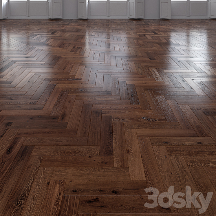 Oak Herringbones dark floor 3DS Max - thumbnail 1