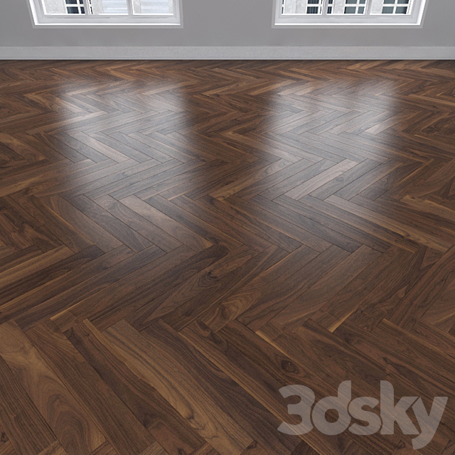 Parquet American walnut 3 types: herringbone linear chevron. 3DS Max Model - thumbnail 2