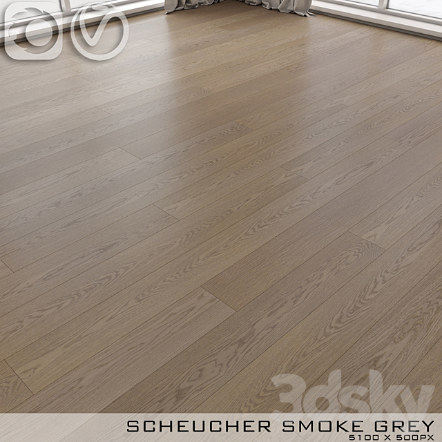 Parquet board Scheucher Smoke Gray 3ds Max - thumbnail 1