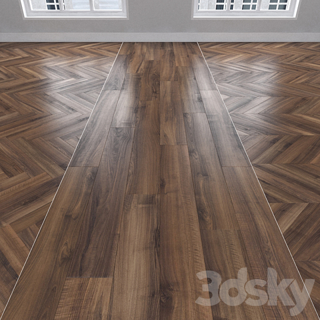 Parquet Italian walnut. 3 kinds: herringbone. linear. chevron. 3DSMax File - thumbnail 1