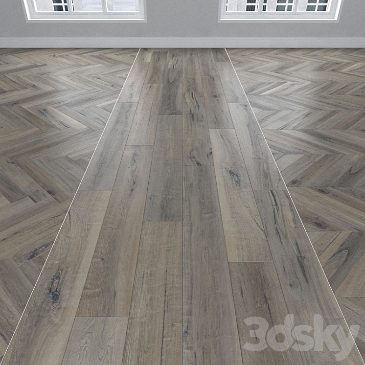 Parquet Maple 3 types: herringbone linear chevron. 3DS Max - thumbnail 1