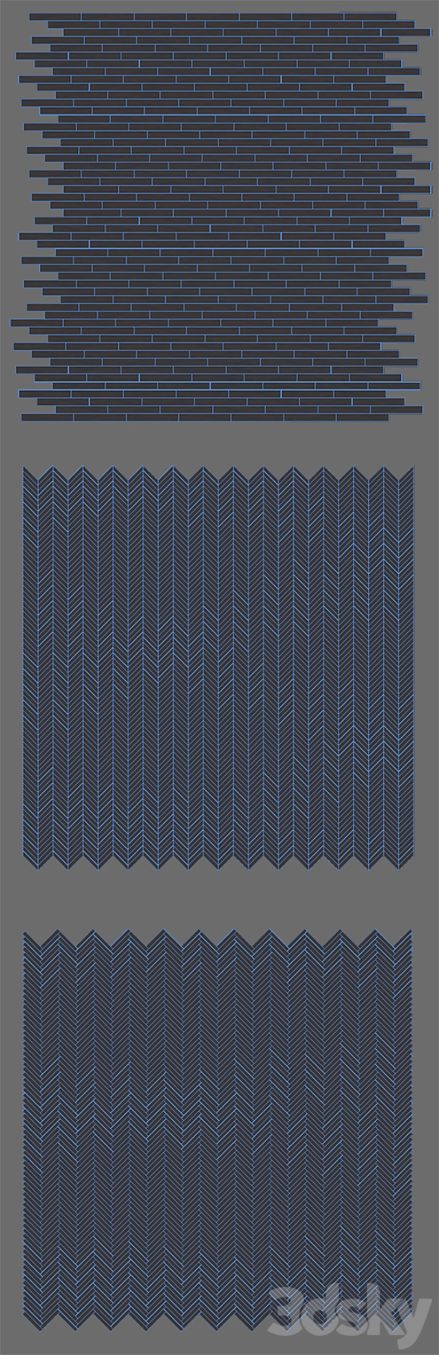 Parquet natural. colonial oak. 3 types. Linear. chevron. herringbone. 3DSMax File - thumbnail 3