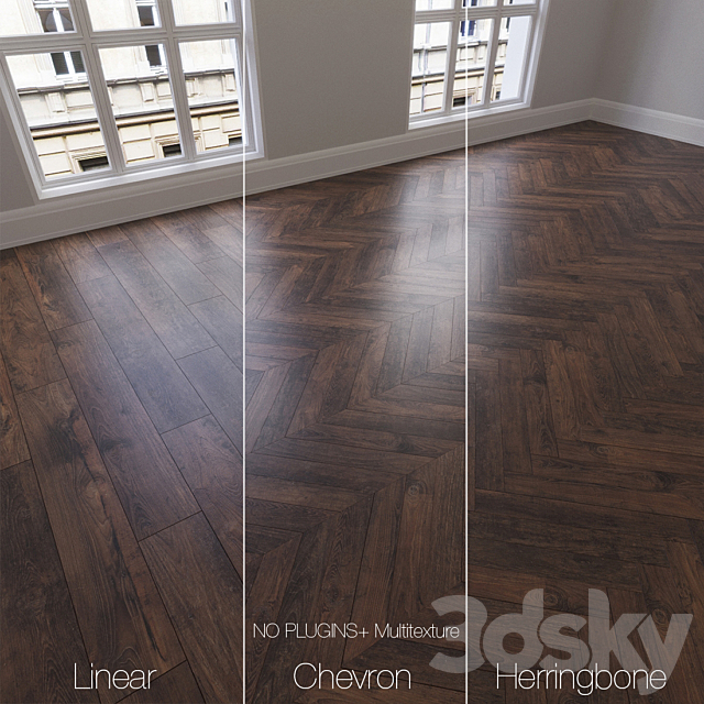 Parquet natural. oak Calypso. 3 types. Linear. chevron. herringbone. 3DSMax File - thumbnail 1