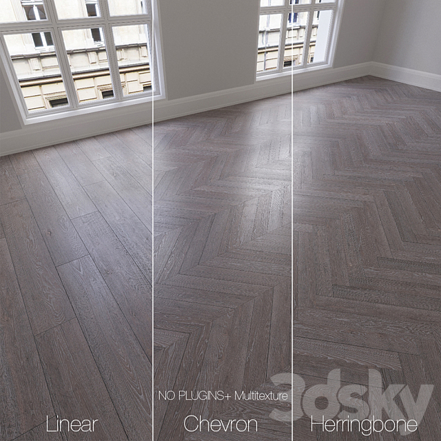 Parquet natural. oak Flint. 3 types. Linear. chevron. herringbone. 3DSMax File - thumbnail 1