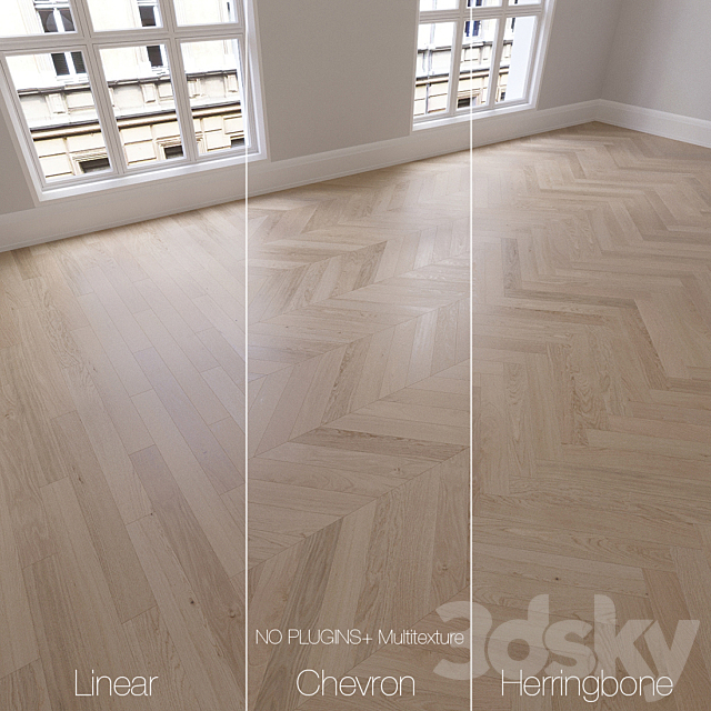 Parquet natural. oak Sapphire. 3 types. Linear. chevron. herringbone. 3DSMax File - thumbnail 1