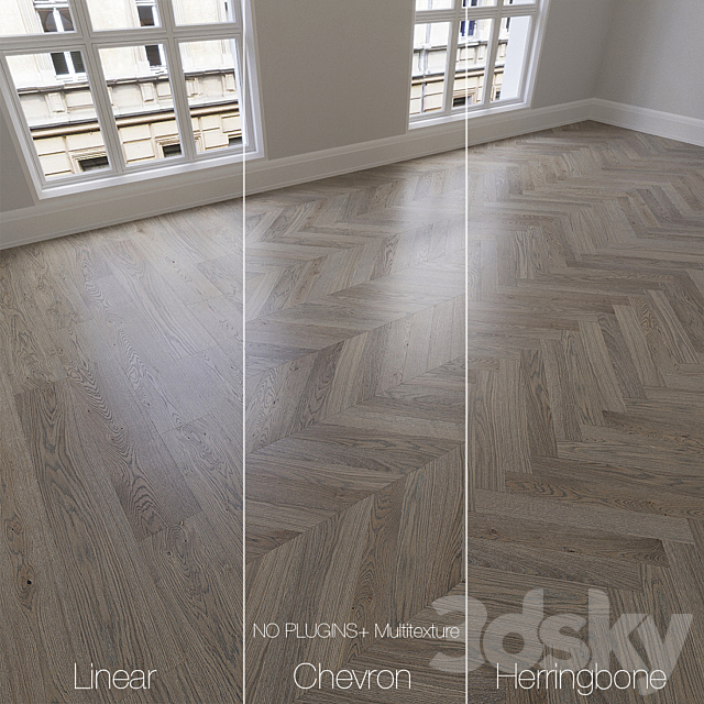 Parquet natural. oak Twilight. 3 types. Linear. chevron. herringbone. 3DSMax File - thumbnail 1