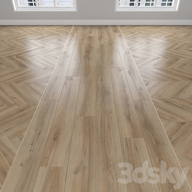 Parquet Oak 3 types: herringbone linear chevron 3ds Max - thumbnail 1