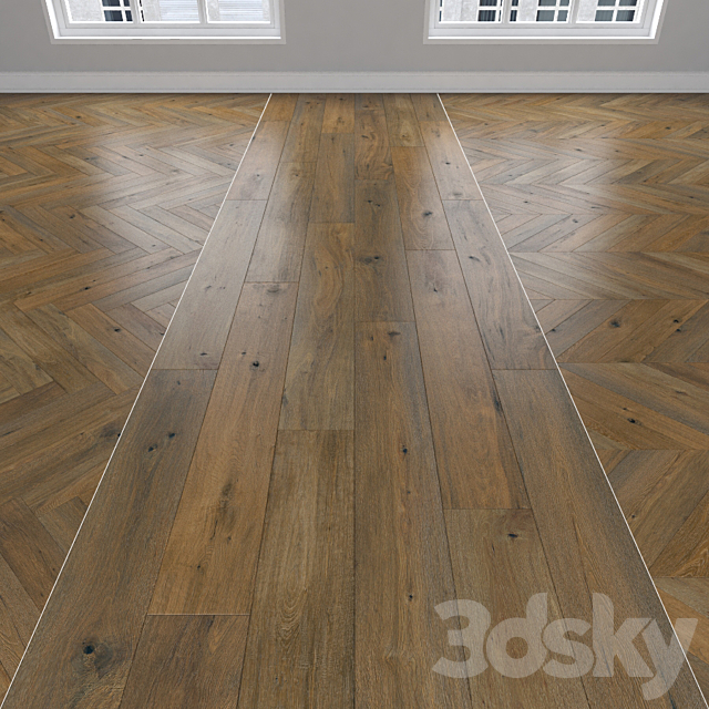 Parquet Oak 3 types: herringbone linear chevron. 3ds Max - thumbnail 1