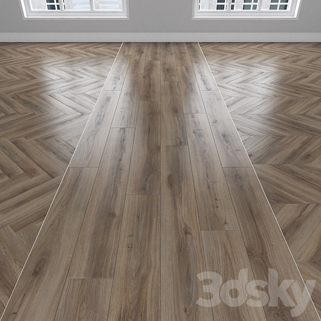 Parquet Oak 3 types: herringbone linear chevron. 3ds Max - thumbnail 1