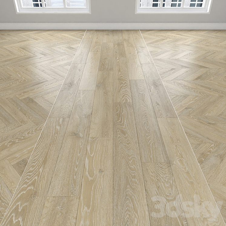 Parquet Oak 3 types: herringbone linear chevron. 3DS Max - thumbnail 1