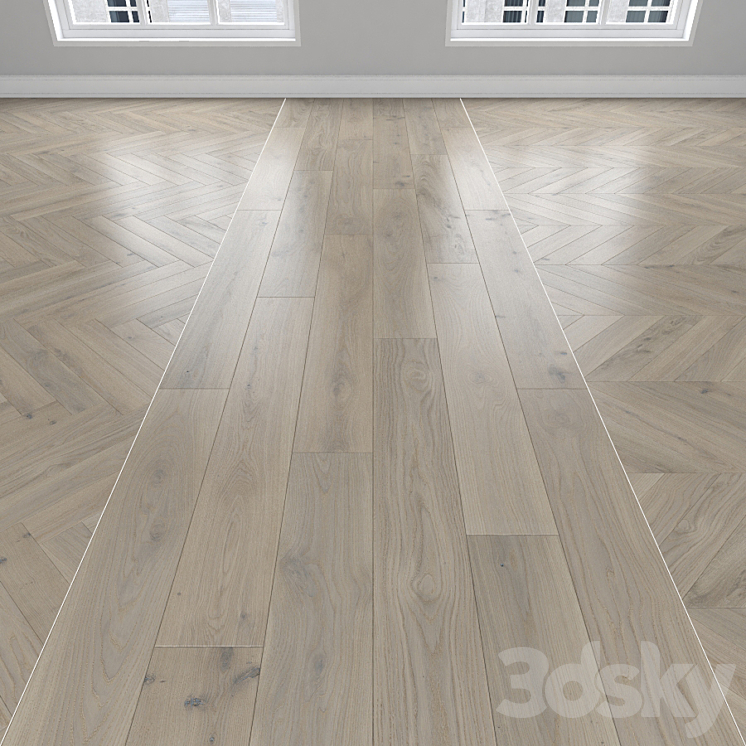 Parquet Oak 3 types: herringbone linear chevron. 3DS Max - thumbnail 1