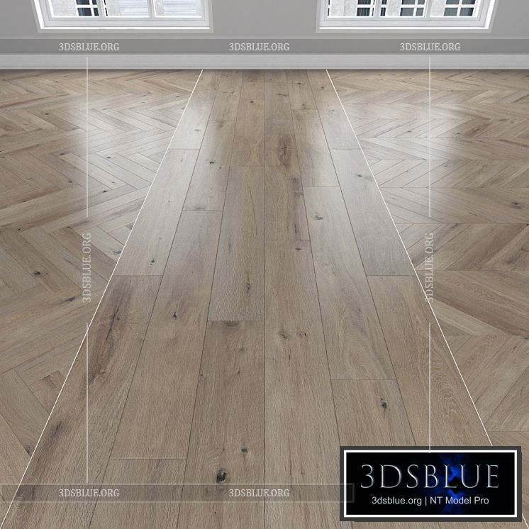 Parquet Oak 3 types: herringbone linear chevron. 3DS Max - thumbnail 3