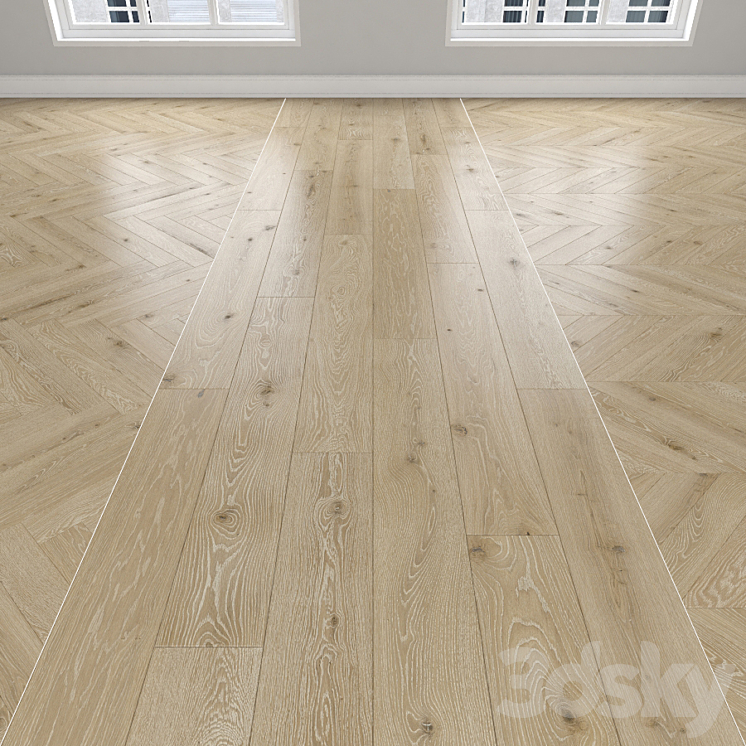 Parquet Oak 3 types: herringbone linear chevron. 3DS Max - thumbnail 1