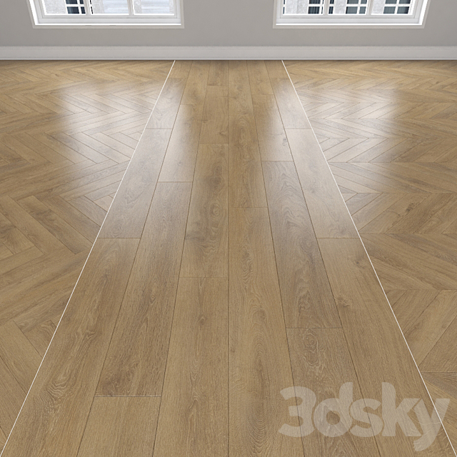 Parquet Oak 3 types: herringbone linear chevron. 3ds Max - thumbnail 1