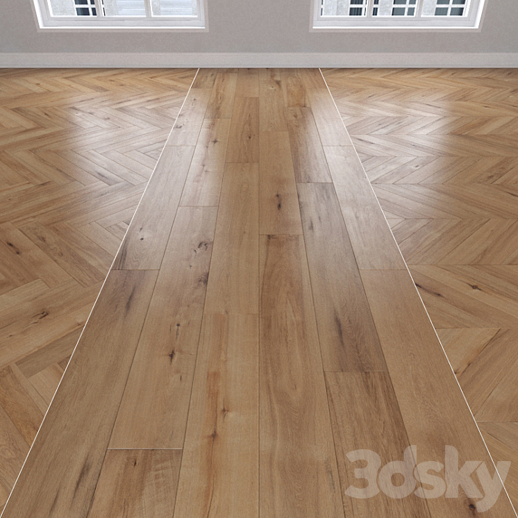 Parquet Oak 3 types: herringbone linear chevron. 3DS Max - thumbnail 1