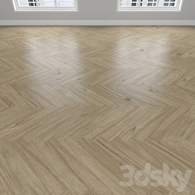 Parquet Oak 3 types: herringbone linear chevron. 3DS Max Model - thumbnail 3