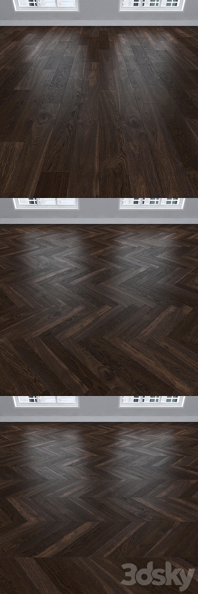 Parquet Oak agate 3 types. Christmas tree linear chevron. 3DS Max Model - thumbnail 2