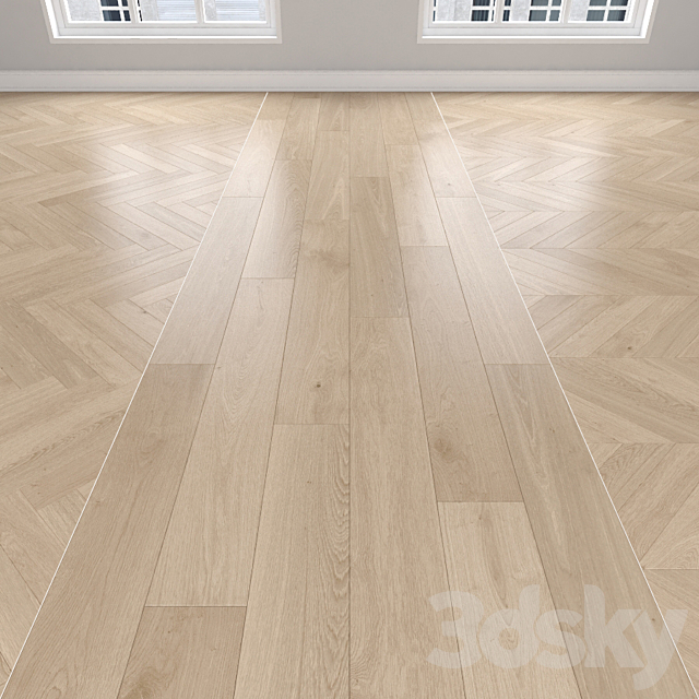 Parquet Oak cream 3 types: herringbone linear chevron. 3ds Max - thumbnail 1