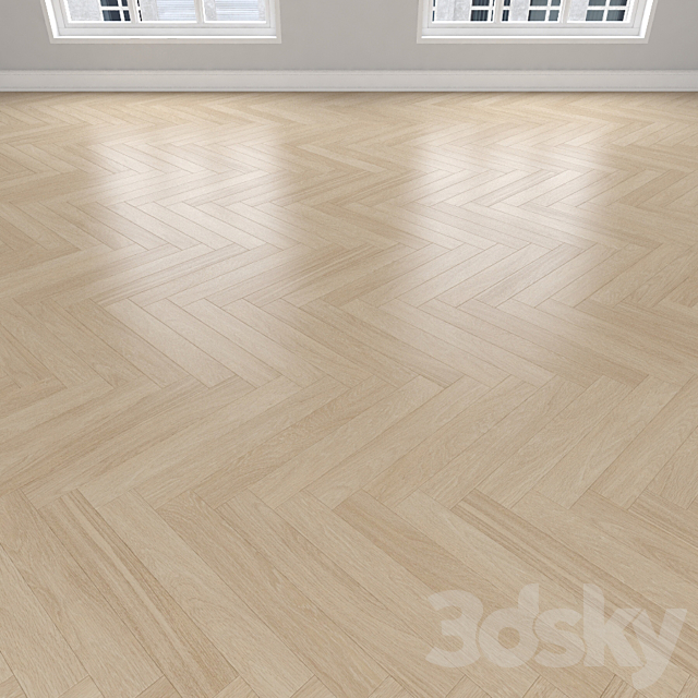 Parquet Oak cream 3 types: herringbone linear chevron. 3DS Max Model - thumbnail 3