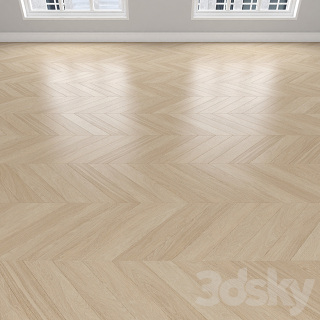 Parquet Oak cream 3 types: herringbone linear chevron. 3DS Max Model - thumbnail 4