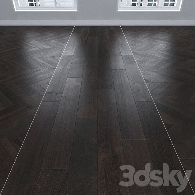 Parquet Oak dark 3 types. Christmas tree linear chevron. 3ds Max - thumbnail 1