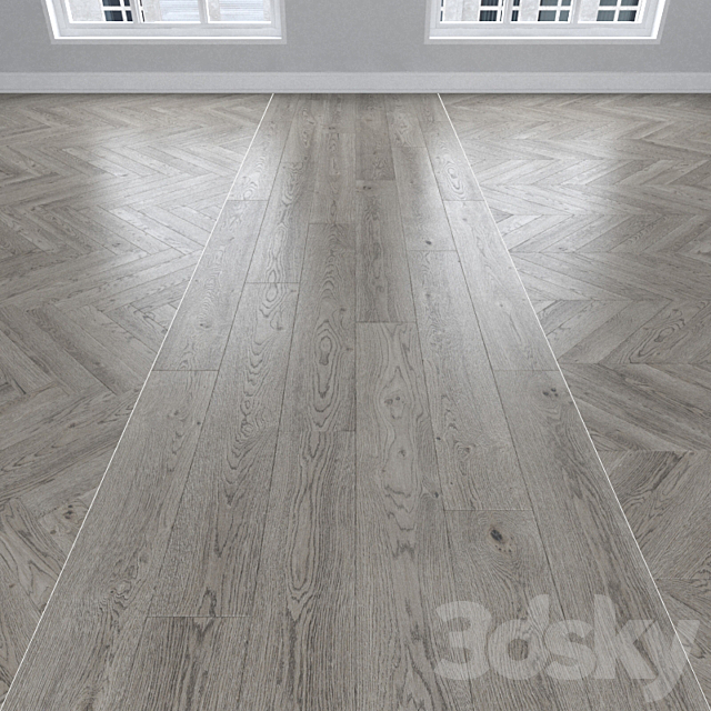 Parquet Oak gray 3 types. Christmas tree linear chevron. 3ds Max - thumbnail 1