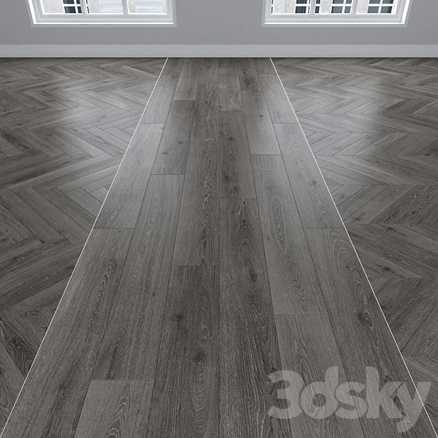 Parquet Oak gray 3 types: herringbone linear chevron. 3ds Max - thumbnail 1