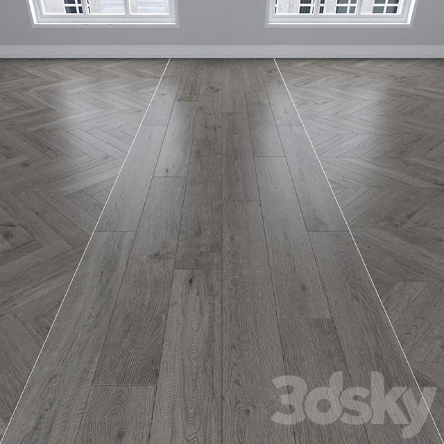 Parquet Oak gray 3 types: herringbone linear chevron. 3ds Max - thumbnail 1