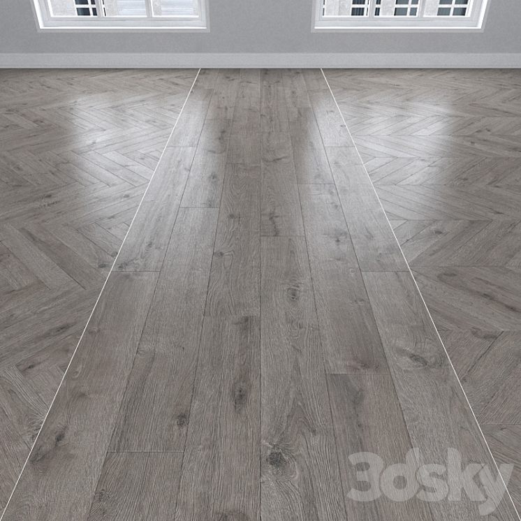 Parquet Oak gray 3 types: herringbone linear chevron. 3DS Max - thumbnail 1