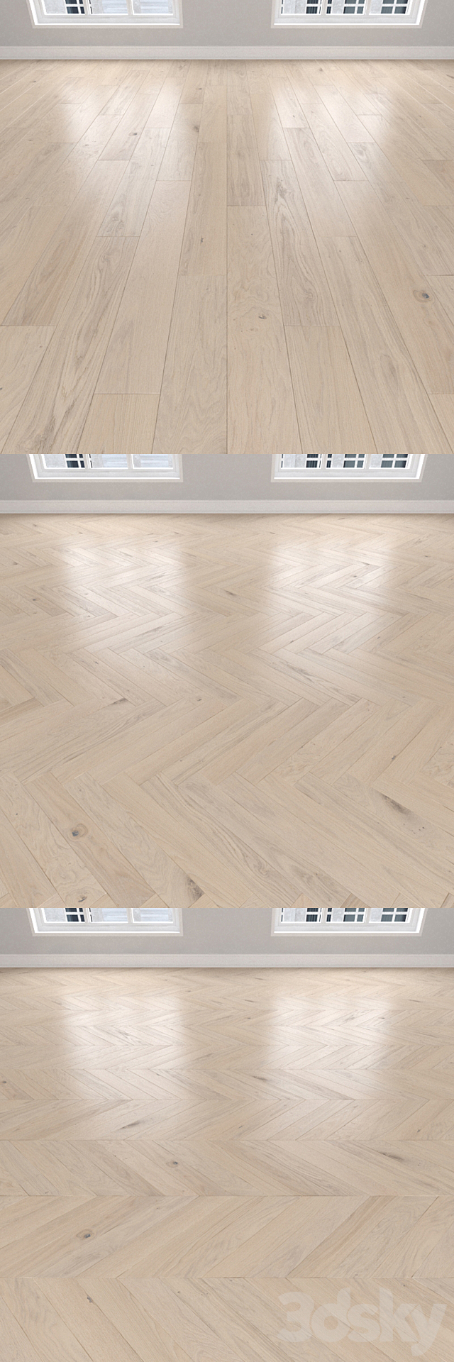 Parquet Oak light 3 types: herringbone linear chevron. 3DS Max Model - thumbnail 2