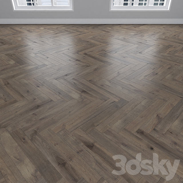 Parquet Oak smoky 3 types: herringbone linear chevron. 3DS Max Model - thumbnail 3