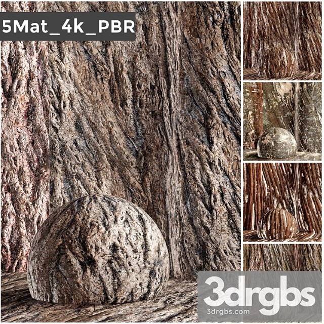 Set 5 bark pbr materials 006 arc - thumbnail 1