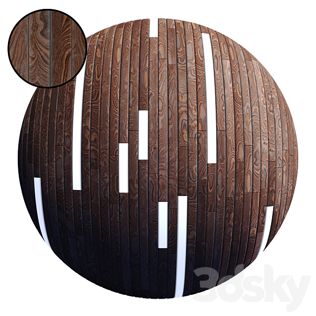 Striped Wood + Light Panels D _ PBR 4K _ 2 Mats 3ds Max - thumbnail 2