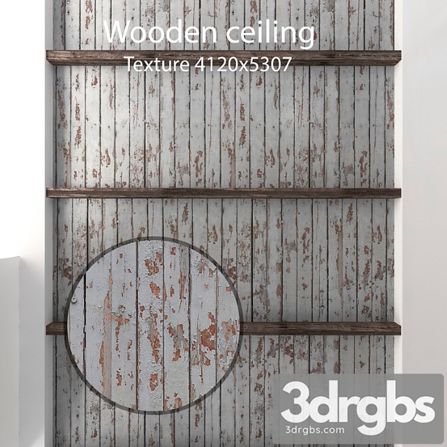 Wood  124 Wooden ceiling with beams 16 3dsmax Download - thumbnail 1