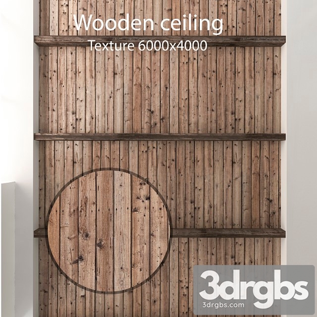 Wood  128 Wooden ceiling with beams 21 3dsmax Download - thumbnail 1