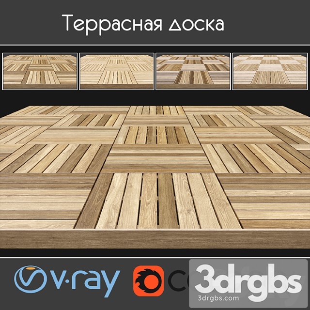 Wood  28 Decking on screw supports 11 3dsmax Download - thumbnail 1