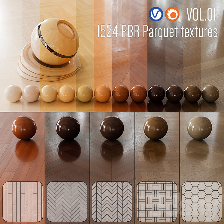 Wood Floor Set 01 3DS Max Model - thumbnail 1