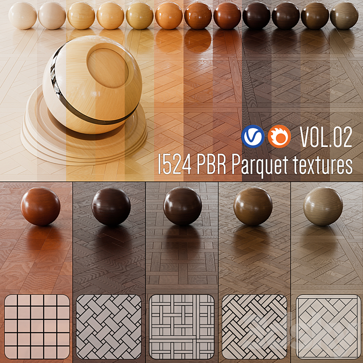 Wood Floor Set 02 3DS Max Model - thumbnail 1