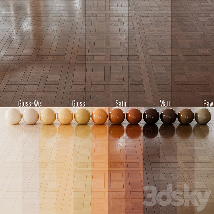 Wood Floor Set 02 3DS Max Model - thumbnail 2